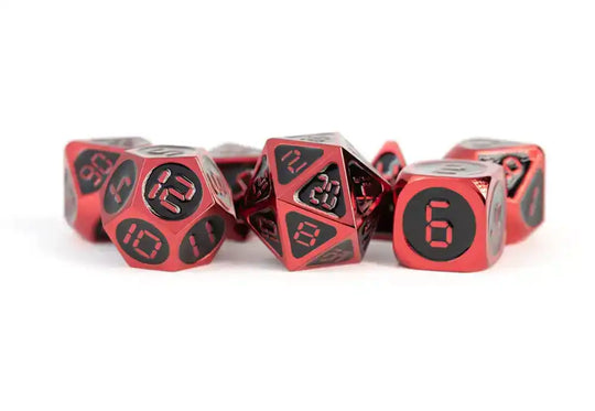 FanRoll Würfel Set Red with Black Enamel (7) - Smalltinytoystore