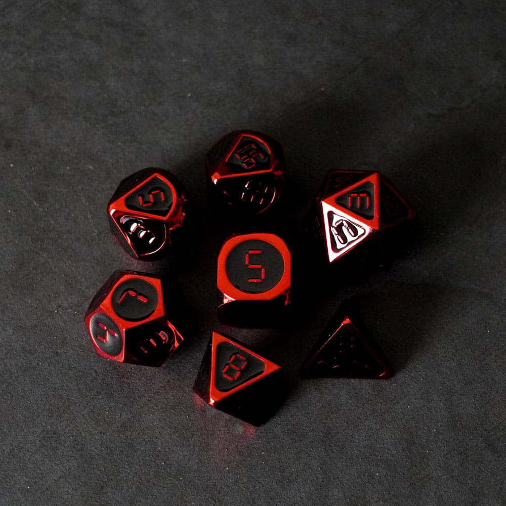 FanRoll Würfel Set Red with Black Enamel (7) - Smalltinytoystore