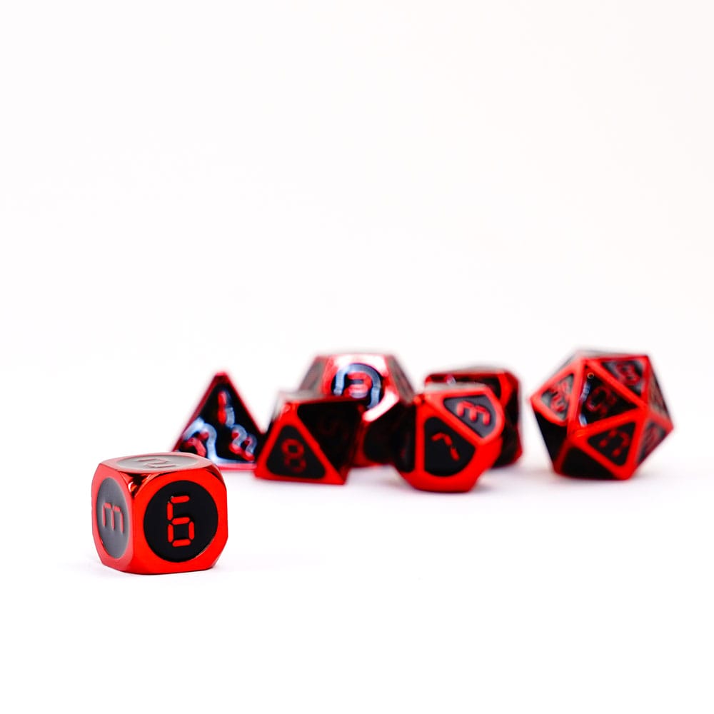 FanRoll Würfel Set Red with Black Enamel (7) - Smalltinytoystore