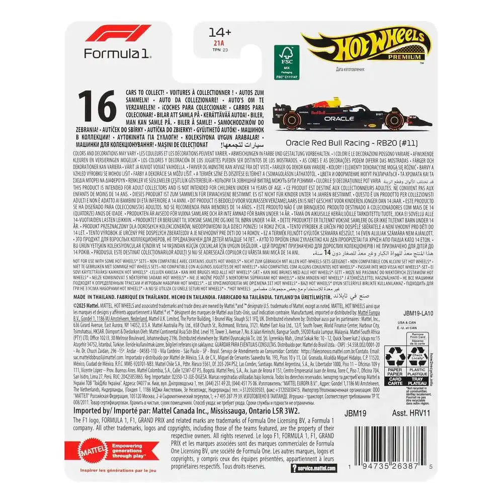 Formel 1 Hot Wheels Premium Diecast Modellauto 1/64 Oracle Red Bull Racing RB20 (#11) (Sergio Perez 2024)
