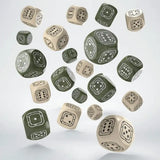 Fortress Compact D6 Würfel Set Beige&Olive (20) - Smalltinytoystore