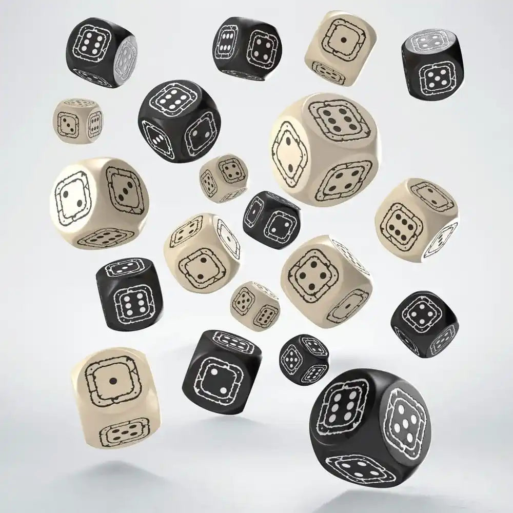 Fortress Compact D6 Würfel Set Schwarz&Beige (20) - Smalltinytoystore