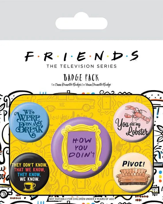 Friends Ansteck-Buttons 5er-Pack Quotes - Smalltinytoystore