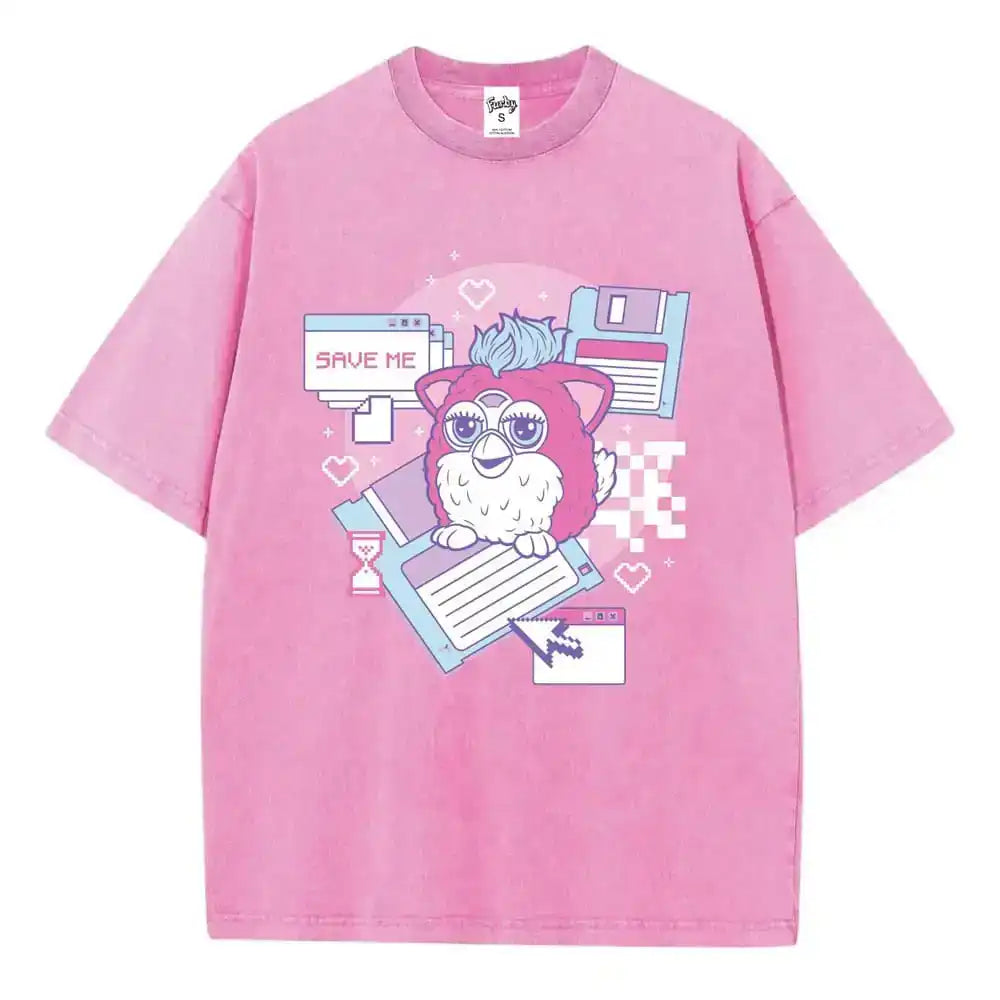 Furby T-Shirt Save Me Snow Washed Größe L - Smalltinytoystore