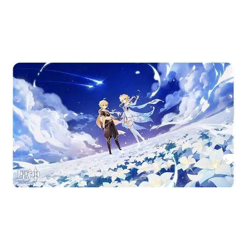 Genshin Impact Twin Stars on Floral Sea Mousepad Traveler - Aether & Lumine 70 x 40 cm - Smalltinytoystore