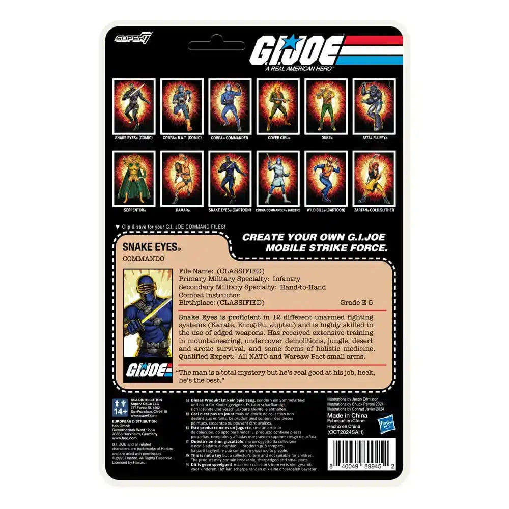 GI Joe ReAction+ Actionfigur Wave 3 Snake Eyes (Cartoon) 10 cm - Smalltinytoystore