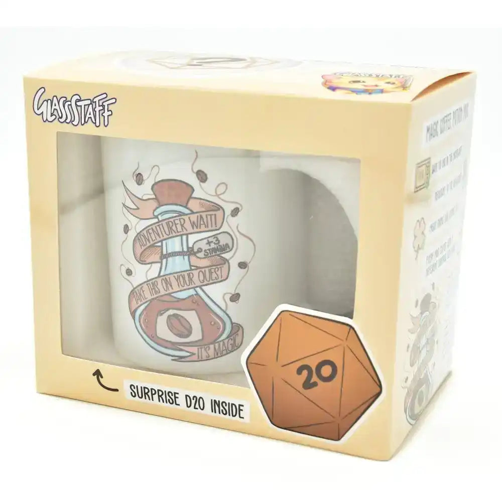 Glassstaff Geschenkbox Tasse & Würfel D20 Coffee Potion