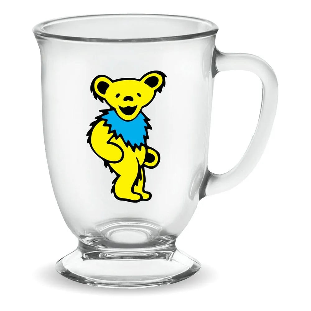 Grateful Dead: Yellow Dancing Bear 16oz Glass Cafe Mug - Smalltinytoystore