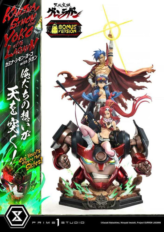 Gurren Lagann Ultimate Premium Masterline Series Statue 1/4 Kamina, Simon & Yoko with Lagann Deluxe Bonus Version 97 cm - Smalltinytoystore