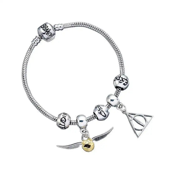 Harry Potter Armband Anhänger Set Heiligtümer/Schnatz/3 Spruchperlen (versilbert) - Smalltinytoystore