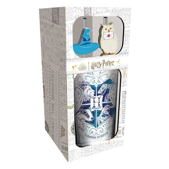 Harry Potter Glas Tumbler mit Trinkhalmen Hogwarts 485 ml - Smalltinytoystore