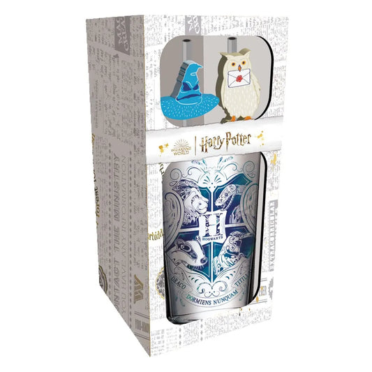 Harry Potter Glas Tumbler mit Trinkhalmen Hogwarts 485 ml - Smalltinytoystore