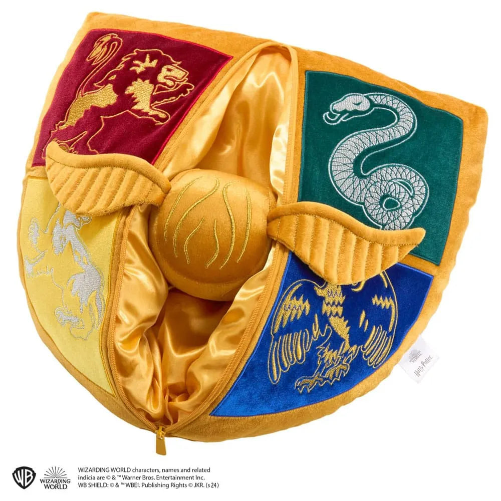 Harry Potter Kissen mit Plüschfigur Quidditch Wappen & Goldener Schnatz - Smalltinytoystore