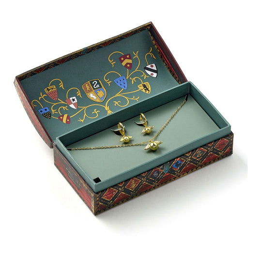 Harry Potter: Quidditch Golden Snitch Halskette und Ohrringe Geschenkset (Goldfarben) - Smalltinytoystore