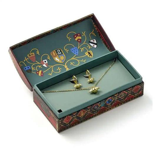 Harry Potter: Quidditch Golden Snitch Halskette und Ohrringe Geschenkset (Goldfarben) - Smalltinytoystore