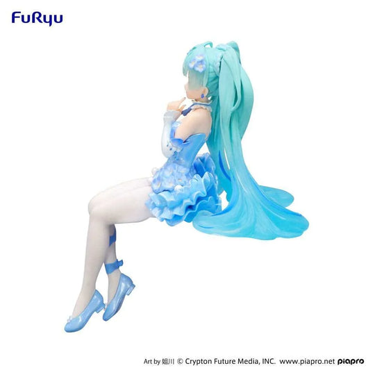 Hatsune Miku Noodle Stopper PVC Statue Flower Fairy Nemophila Pail Blue Color Ver. 15 cm - Smalltinytoystore