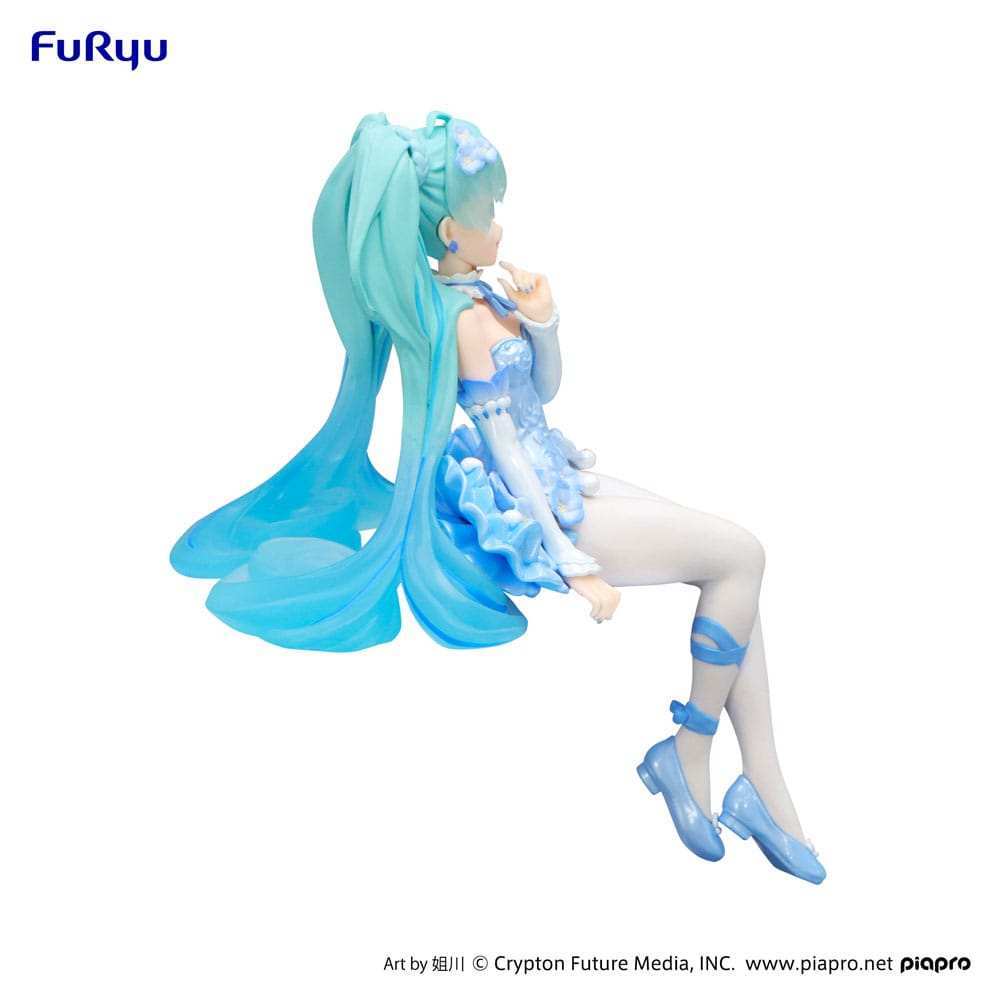 Hatsune Miku Noodle Stopper PVC Statue Flower Fairy Nemophila Pail Blue Color Ver. 15 cm - Smalltinytoystore