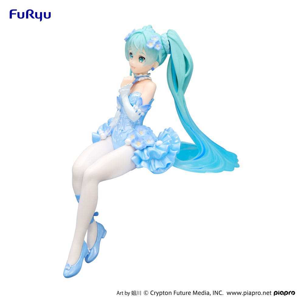 Hatsune Miku Noodle Stopper PVC Statue Flower Fairy Nemophila Pail Blue Color Ver. 15 cm - Smalltinytoystore