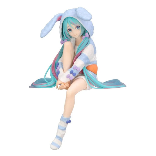 Hatsune Miku Noodle Stopper PVC Statue Hatsune Miku Rabbit Ear Hood Pajama Blue Color Ver. 14 cm - Smalltinytoystore
