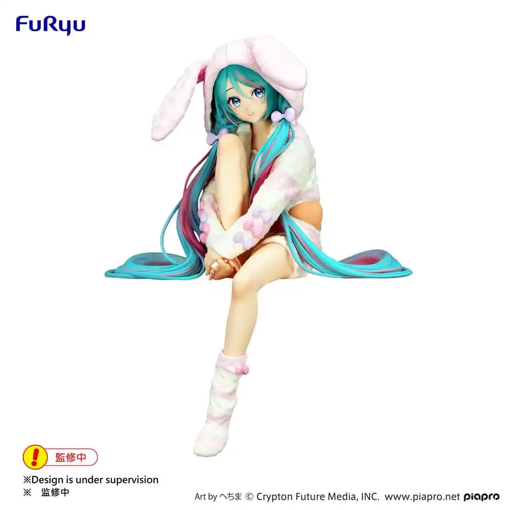 Hatsune Miku Noodle Stopper PVC Statue Rabbit Ear Hood Pajama 14 cm - Smalltinytoystore