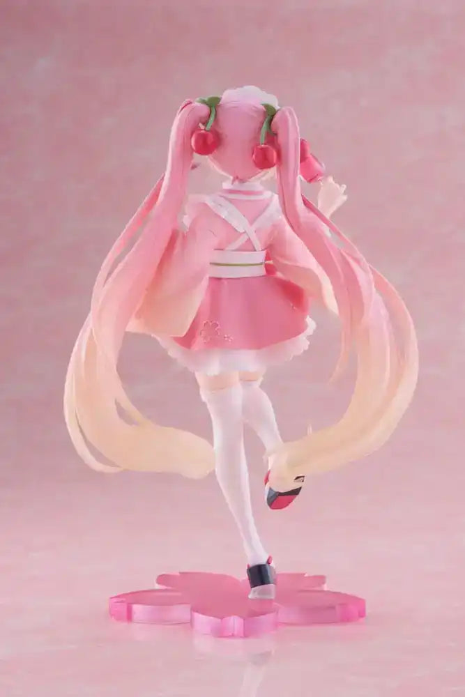 Hatsune Miku PVC Statue Newley Written Sakura Miku Japanese Cafe Ver. Reissue 18 cm
