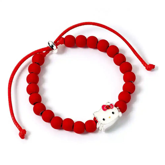 Hello Kitty Armband rote Perlen mit Hello Kitty Anhänger 21 cm - Smalltinytoystore