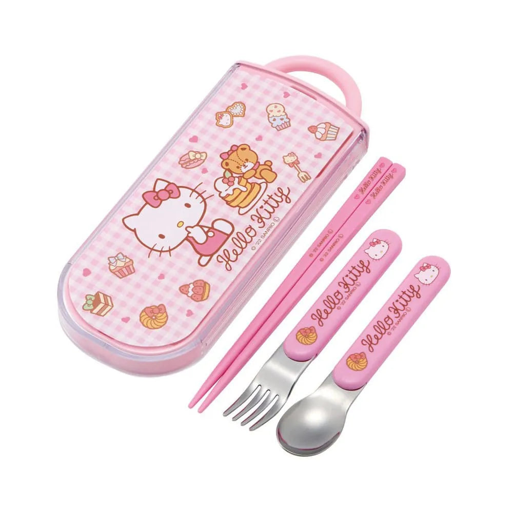 Hello Kitty Essstäbchen & Löffel & Gabel Set Sweety pink - Smalltinytoystore
