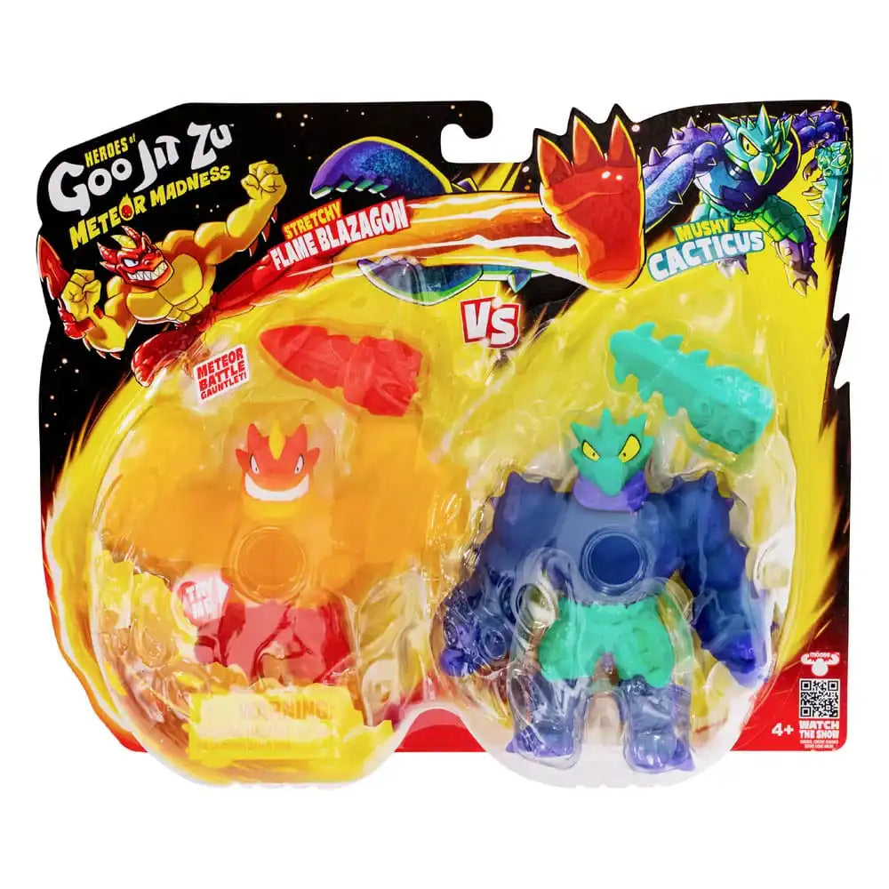 Heroes of Goo Jit Zu Meteor Madness Dehnbare Figuren 2er-Pack Flame Blazagon vs. Cacticus 13 cm - Smalltinytoystore