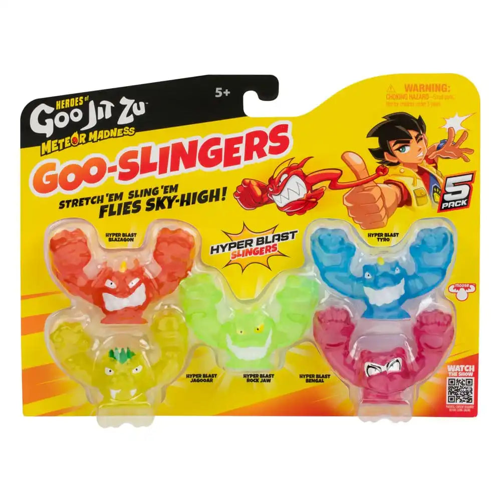 Heroes of Goo Jit Zu Meteor Madness Dehnbare Figuren 5er-Pack Goo Slingers Hyper Blast Slingers 5 cm - Smalltinytoystore
