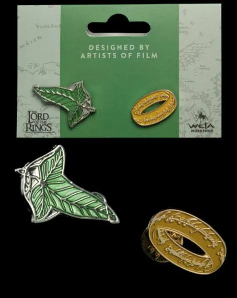 Herr der Ringe Ansteck-Pin Doppelpack Elfen Leaf & One Ring - Smalltinytoystore