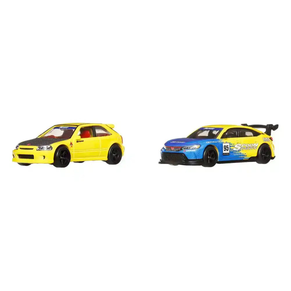 Hot Wheels Premium Car Culture Diecast Modellautos 2er-Pack 1/64 '99 Honda Civic Type R (EK9) & Honda Civic Type R - Smalltinytoystore