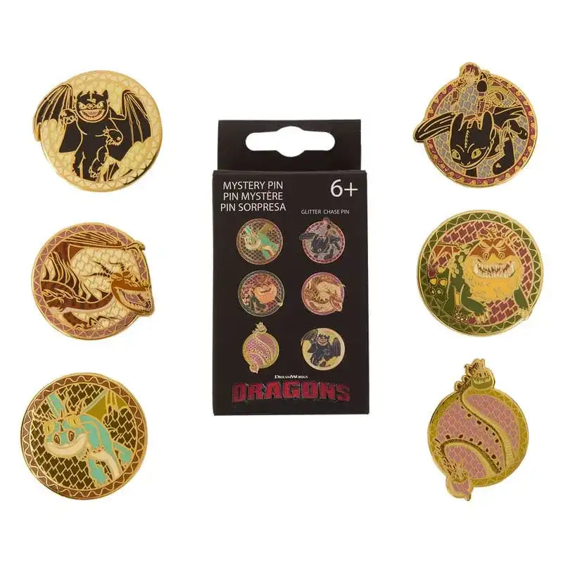 How to train your Dragon by Loungefly Ansteck-Pins Blind Box Toothless Various Poses Display (12) - Smalltinytoystore