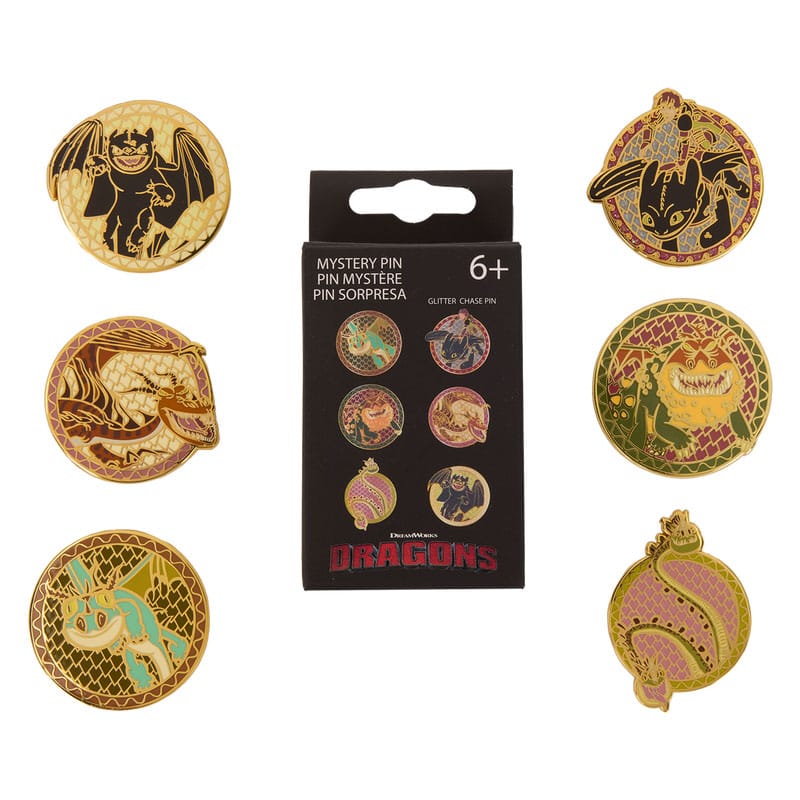 How to train your Dragon by Loungefly Ansteck-Pins Blind Box Toothless Various Poses Display (12) - Smalltinytoystore