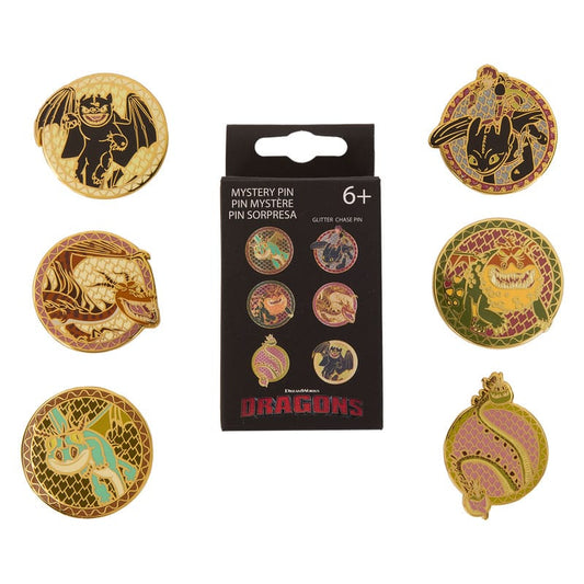 How to train your Dragon by Loungefly Ansteck-Pins Blind Box Toothless Various Poses Display (12) - Smalltinytoystore