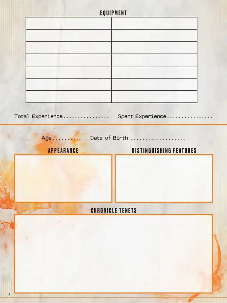 Hunter: The Reckoning 5th Edition RPG Journal Expanded Character Sheet Journal *Englische Version*