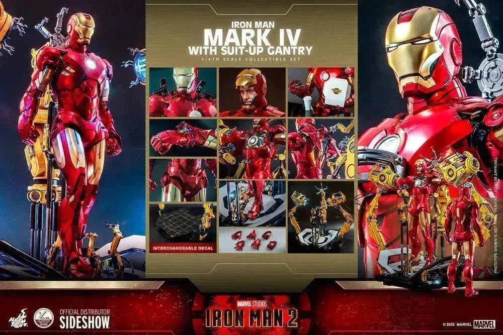 Iron Man 2 1/4 Iron Man Mark IV mit Suit-Up Gantry 49 cm HOT TOYS - Smalltinytoystore