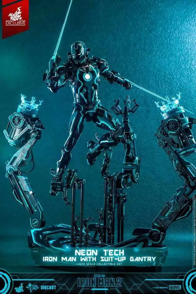 Iron Man 2 1/6 Neon Tech Iron Man mit Suit-Up Gantry 32 cm HOT TOYS - Smalltinytoystore
