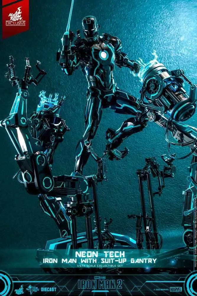 Iron Man 2 1/6 Neon Tech Iron Man mit Suit-Up Gantry 32 cm HOT TOYS - Smalltinytoystore