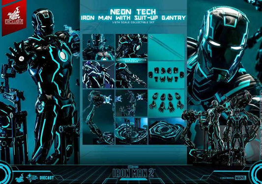 Iron Man 2 1/6 Neon Tech Iron Man mit Suit-Up Gantry 32 cm HOT TOYS - Smalltinytoystore