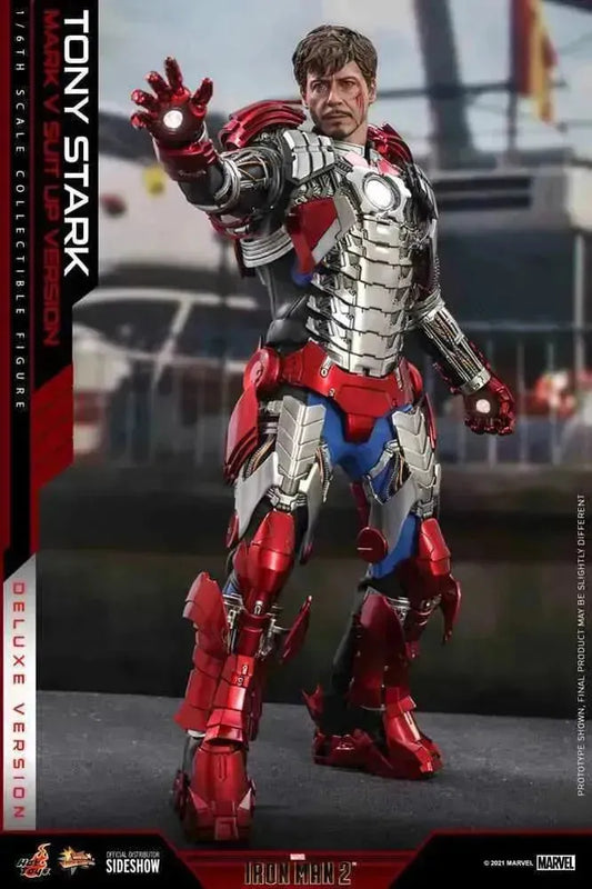 Iron Man 2 Movie Masterpiece 1/6 Tony Stark (Mark V Suit Up Version) Deluxe 31 cm HOT TOYS - Smalltinytoystore