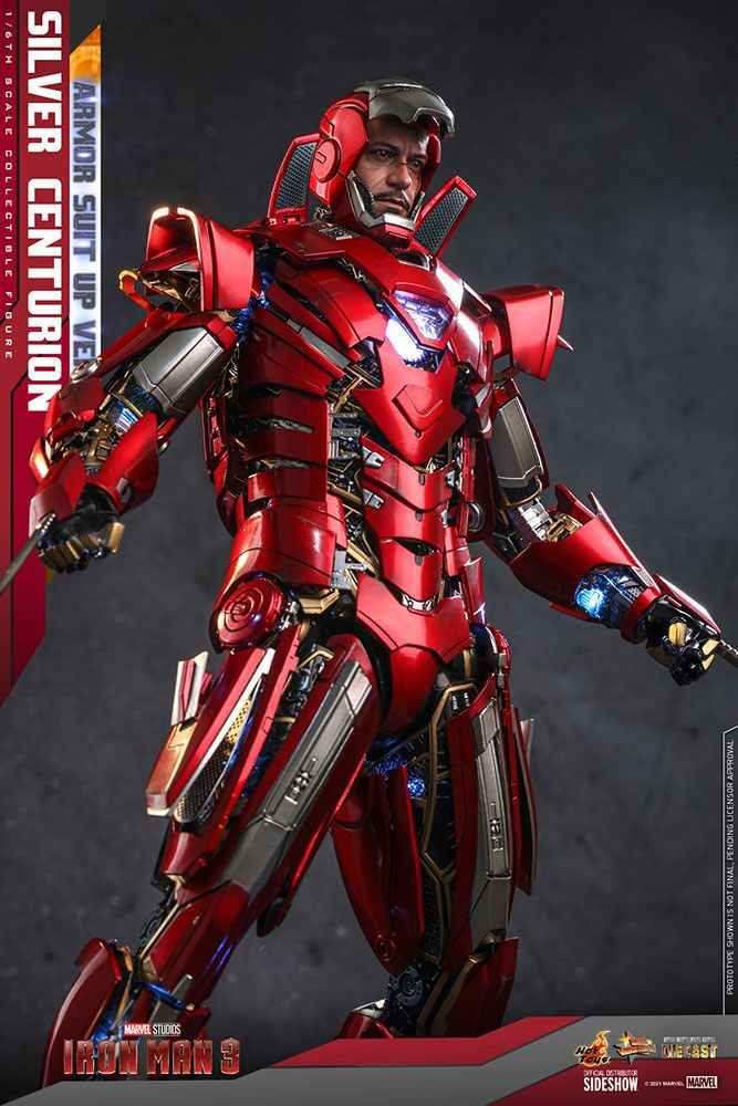 Iron Man 3 Movie Masterpiece 1/6 Silver C turion (Armor Suit Up Version) 32 cm - Smalltinytoystore