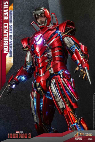 Iron Man 3 Movie Masterpiece 1/6 Silver C turion (Armor Suit Up Version) 32 cm - Smalltinytoystore