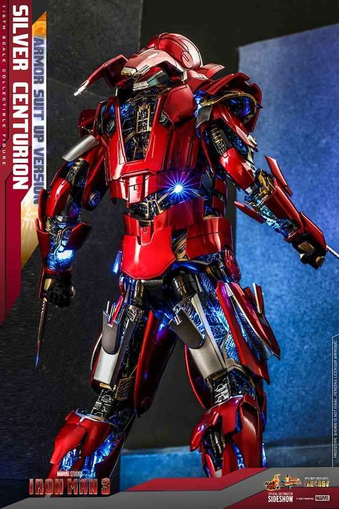 Iron Man 3 Movie Masterpiece 1/6 Silver C turion (Armor Suit Up Version) 32 cm - Smalltinytoystore