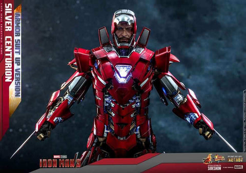 Iron Man 3 Movie Masterpiece 1/6 Silver C turion (Armor Suit Up Version) 32 cm - Smalltinytoystore