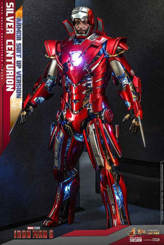 Iron Man 3 Movie Masterpiece 1/6 Silver C turion (Armor Suit Up Version) 32 cm - Smalltinytoystore