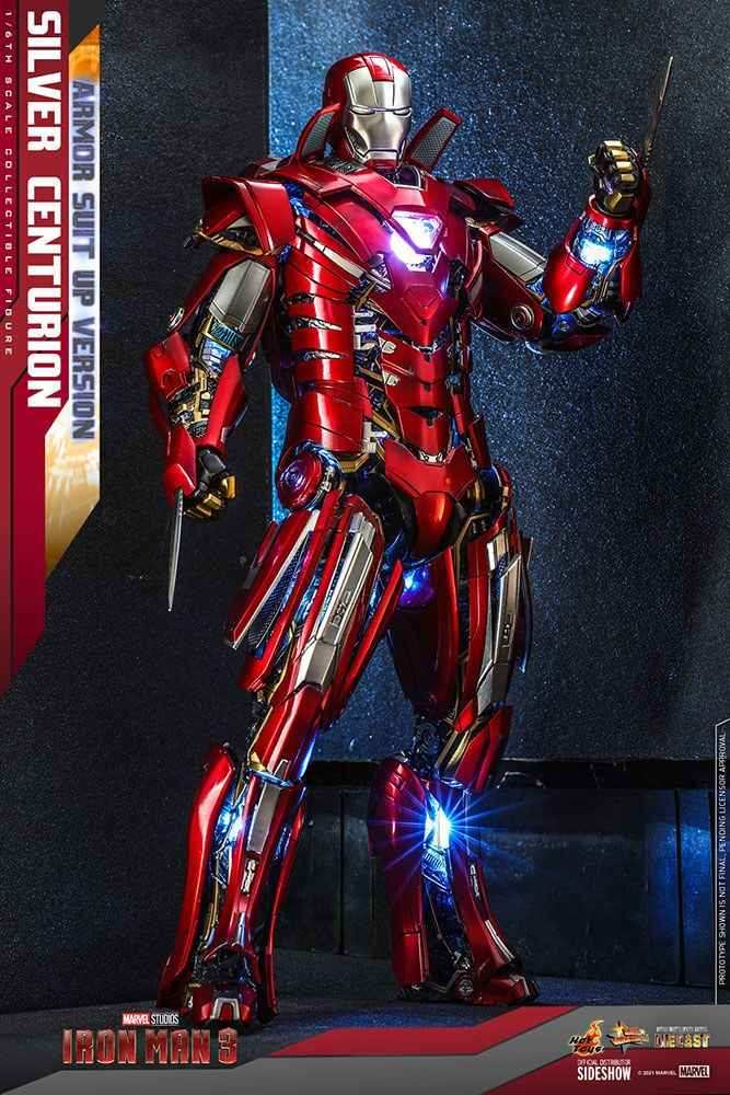 Iron Man 3 Movie Masterpiece 1/6 Silver C turion (Armor Suit Up Version) 32 cm - Smalltinytoystore