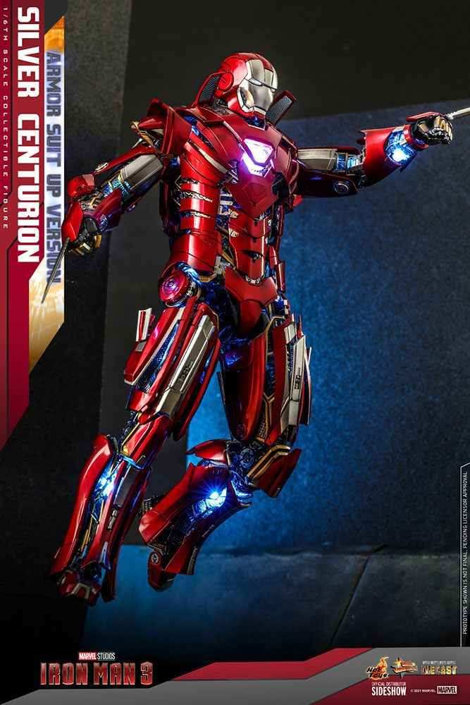 Iron Man 3 Movie Masterpiece 1/6 Silver C turion (Armor Suit Up Version) 32 cm - Smalltinytoystore