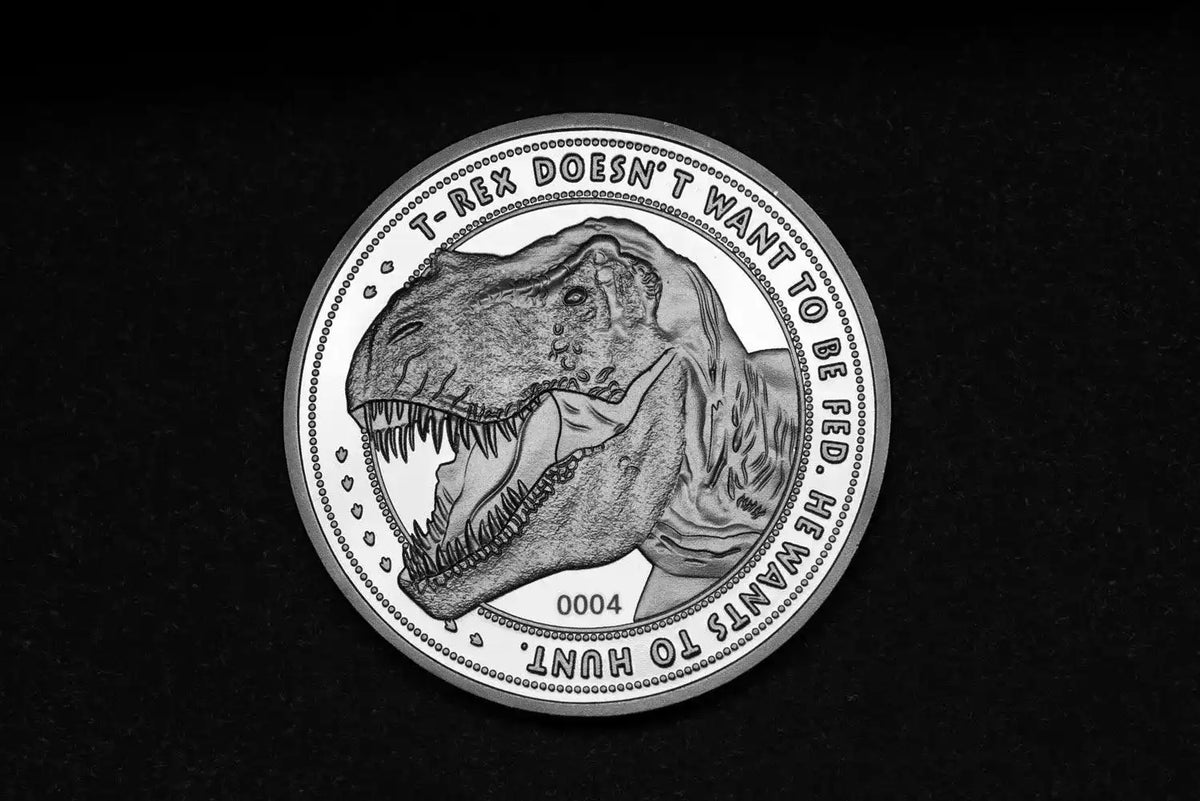 Jurassic Park Sammelmünze 25th Anniversary T-Rex Silver Edition - Smalltinytoystore
