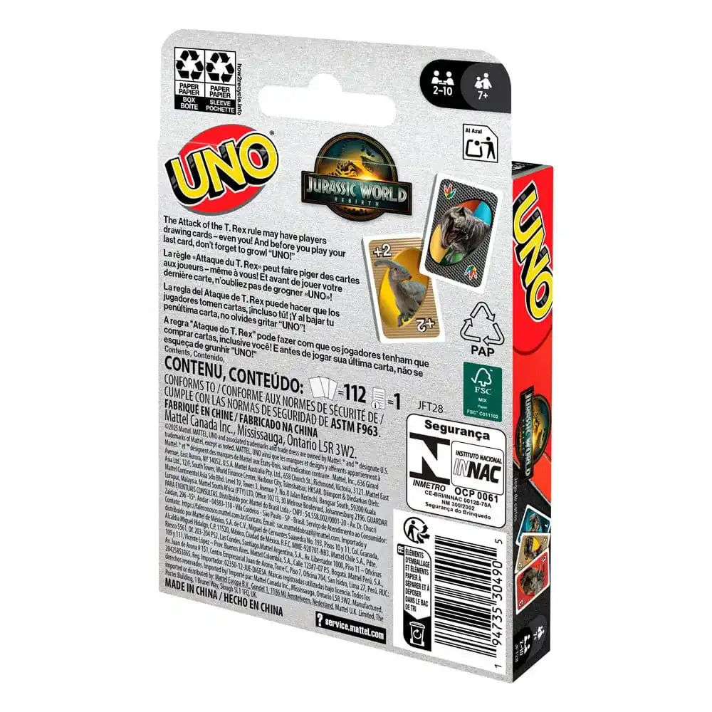 Jurassic World: Die Wiedergeburt UNO Kartenspiel - Smalltinytoystore