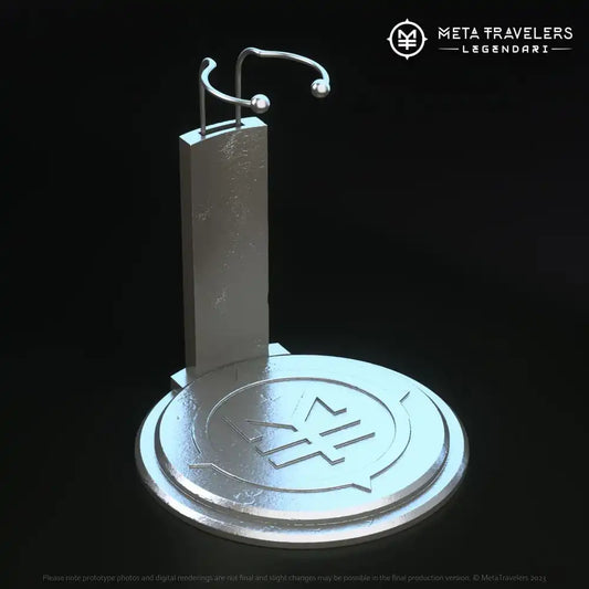 Legendari Actionfiguren-Ständer mit MetaTravelers Logo - Smalltinytoystore